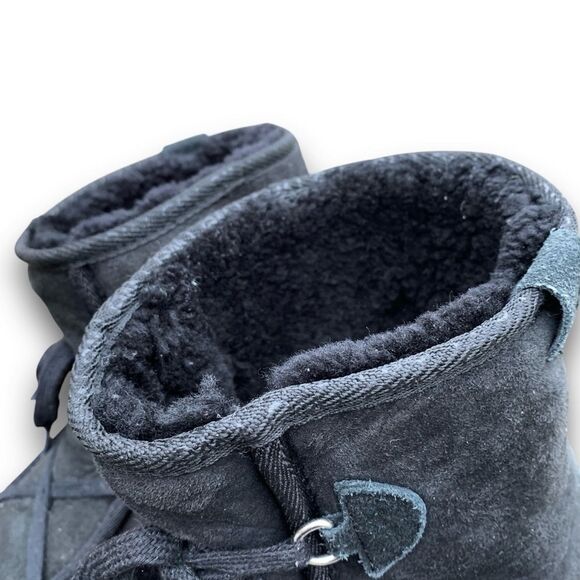 EMU Black Suede Boots Australian Sheepskin Lined Wallabee Style Juc Lo Size 13 - Picture 7 of 14